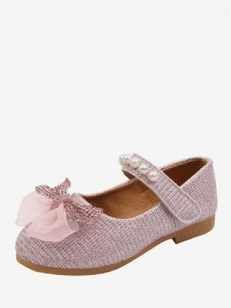 Chaussures Fille Fleur Fête Polyester Rose Avec Nœuds Pour Enfants