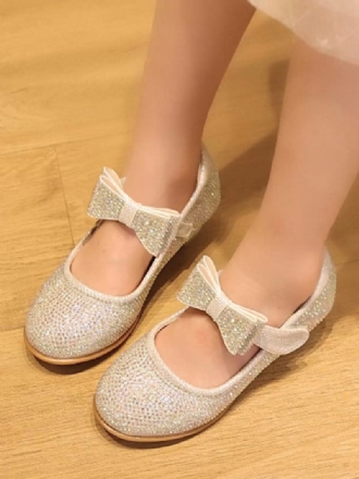 Chaussures Fille Fleur Fête Strass Polyester Doré Pour Enfants