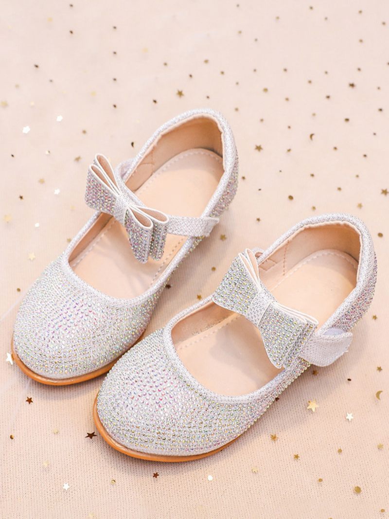 Chaussures Fille Fleur Fête Strass Polyester Doré Pour Enfants - Blanc