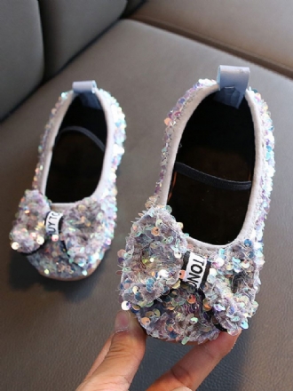 Chaussures Fille Fleur Fête Tissu À Paillettes Argentées Pour Enfants