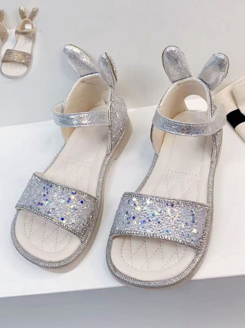 Chaussures Fille Fleur Fête Tissu À Paillettes Argentées Pour Enfants