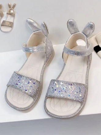 Chaussures Fille Fleur Fête Tissu À Paillettes Argentées Pour Enfants