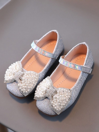 Chaussures Fille Fleur Fête Tissu À Paillettes Argentées Pour Enfants