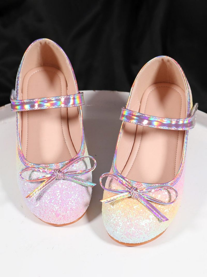 Chaussures Fille Fleur Fête Tissu À Paillettes Roses Pour Enfants