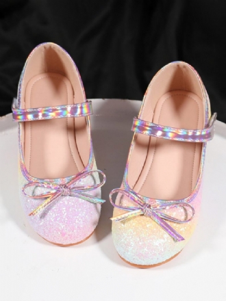 Chaussures Fille Fleur Fête Tissu À Paillettes Roses Pour Enfants