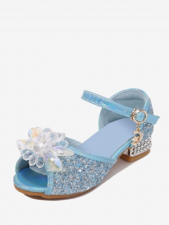 Chaussures Fille Fleur Fête Tissu À Paillettes Roses Et Strass Pour Enfants