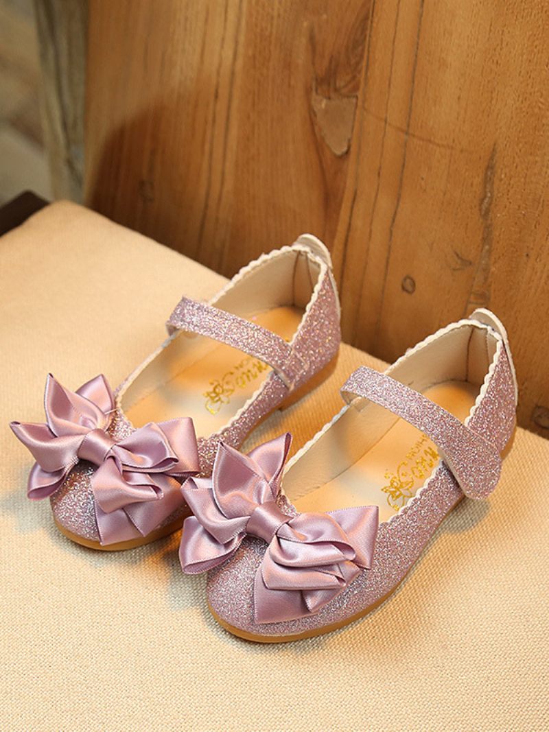 Chaussures Fille Fleur Fête Tissu À Paillettes Violet Pour Enfants