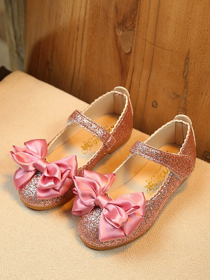 Chaussures Fille Fleur Fête Tissu À Paillettes Violet Pour Enfants - Rose