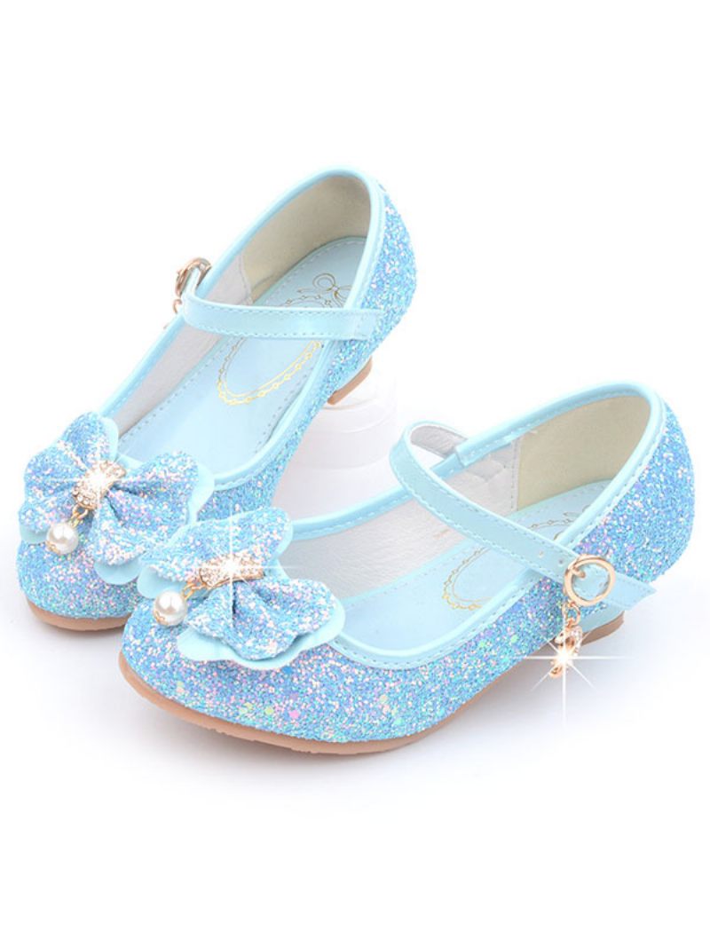 Chaussures Fille Fleur Glitter Flower Mary Jane Flats - Bleu Ciel Clair