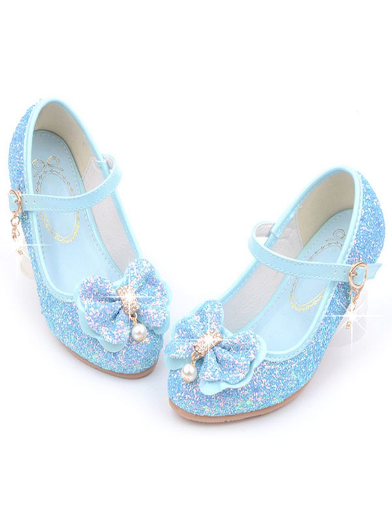 Chaussures Fille Fleur Glitter Flower Mary Jane Flats - Bleu Ciel Clair