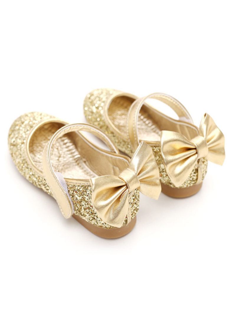 Chaussures Fille Fleur Mariage D'arc Scintillement - Or