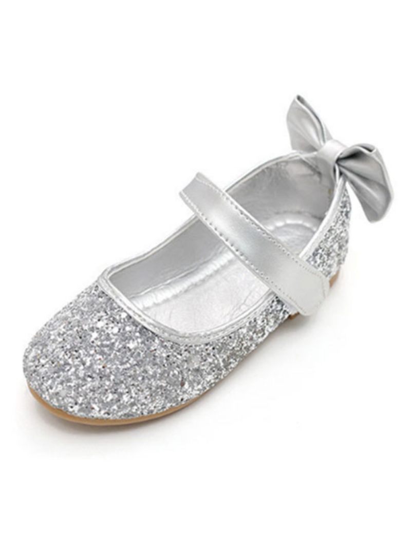 Chaussures Fille Fleur Mariage D'arc Scintillement - Argent