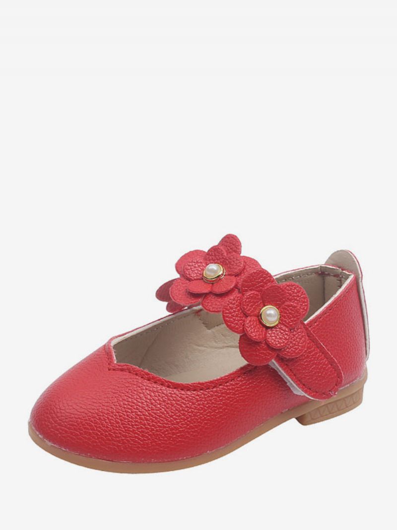 Chaussures Fille Fleur Rose Fête Cuir Pu Fleurs Pour Les Enfants - Rouge