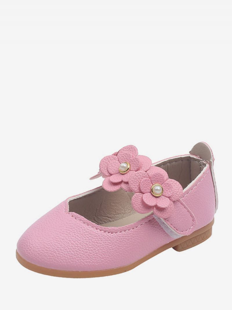 Chaussures Fille Fleur Rose Fête Cuir Pu Fleurs Pour Les Enfants - Rose