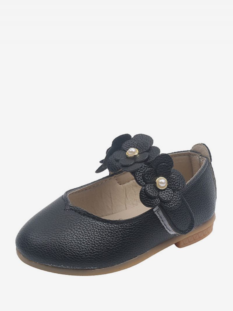 Chaussures Fille Fleur Rose Fête Cuir Pu Fleurs Pour Les Enfants - Noir