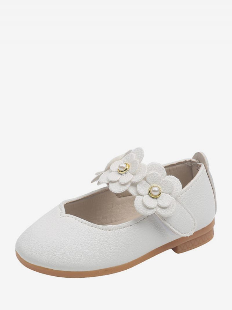 Chaussures Fille Fleur Rose Fête Cuir Pu Fleurs Pour Les Enfants - Blanc