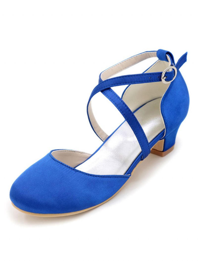 Chaussures Fille Vintage Cross Over Escarpins Mariée - Bleu