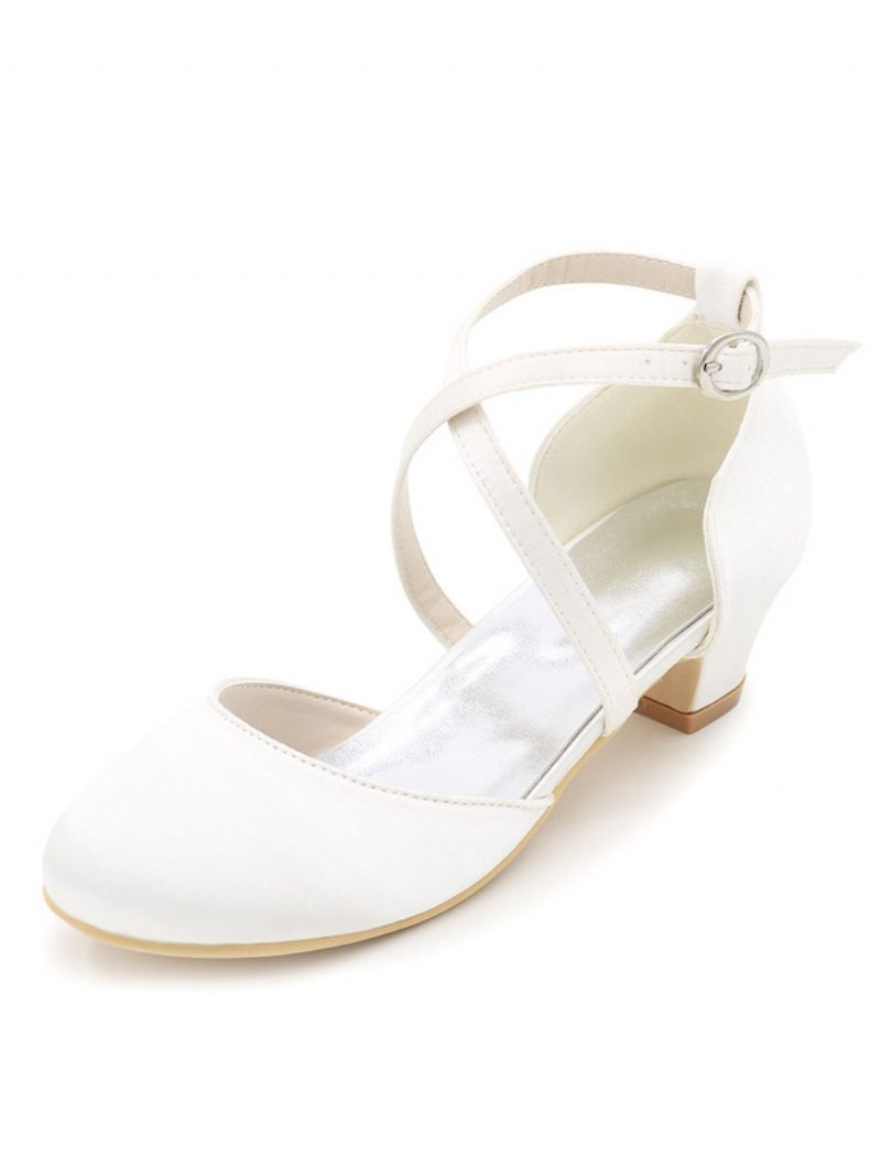 Chaussures Fille Vintage Cross Over Escarpins Mariée - Blanc