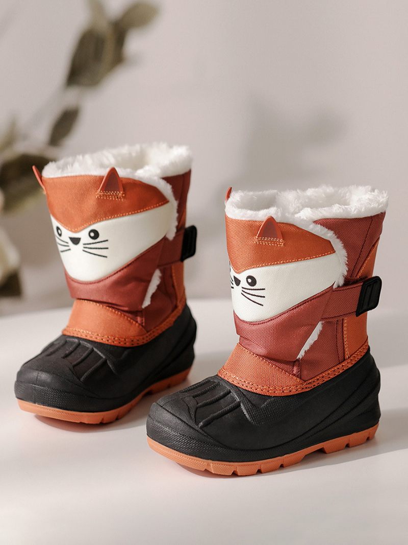 Chaussures D'hiver Pour Filles Jolies Bottes Neige Nylon Avec Personnages Licorne Dessin Animé Imprimés - Orange