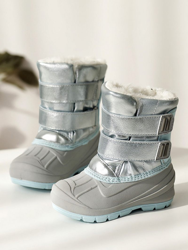 Chaussures D'hiver Pour Filles Jolies Bottes Neige Nylon Avec Personnages Licorne Dessin Animé Imprimés - Bleu Ciel Clair