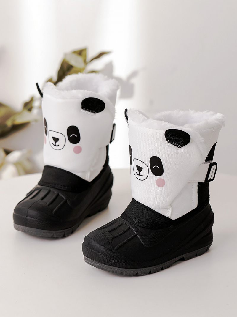 Chaussures D'hiver Pour Filles Jolies Bottes Neige Nylon Avec Personnages Licorne Dessin Animé Imprimés - Blanc