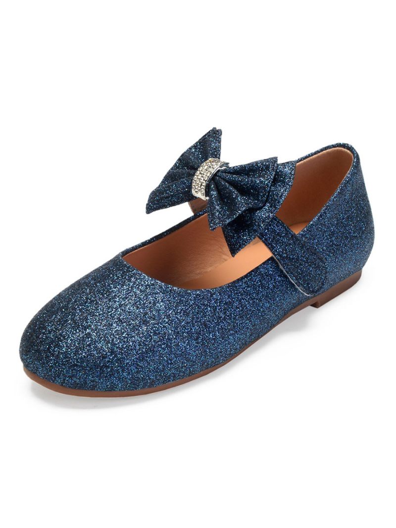 Chaussures Plates Pour Fille À Fleurs Avec Nœud Mary Jane - Bleu Profond