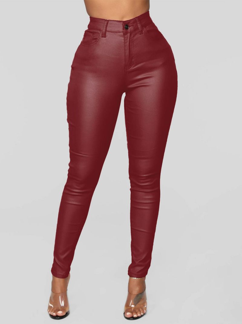 Pantalon Femme Cuir Pu Bordeaux - Bourgogne