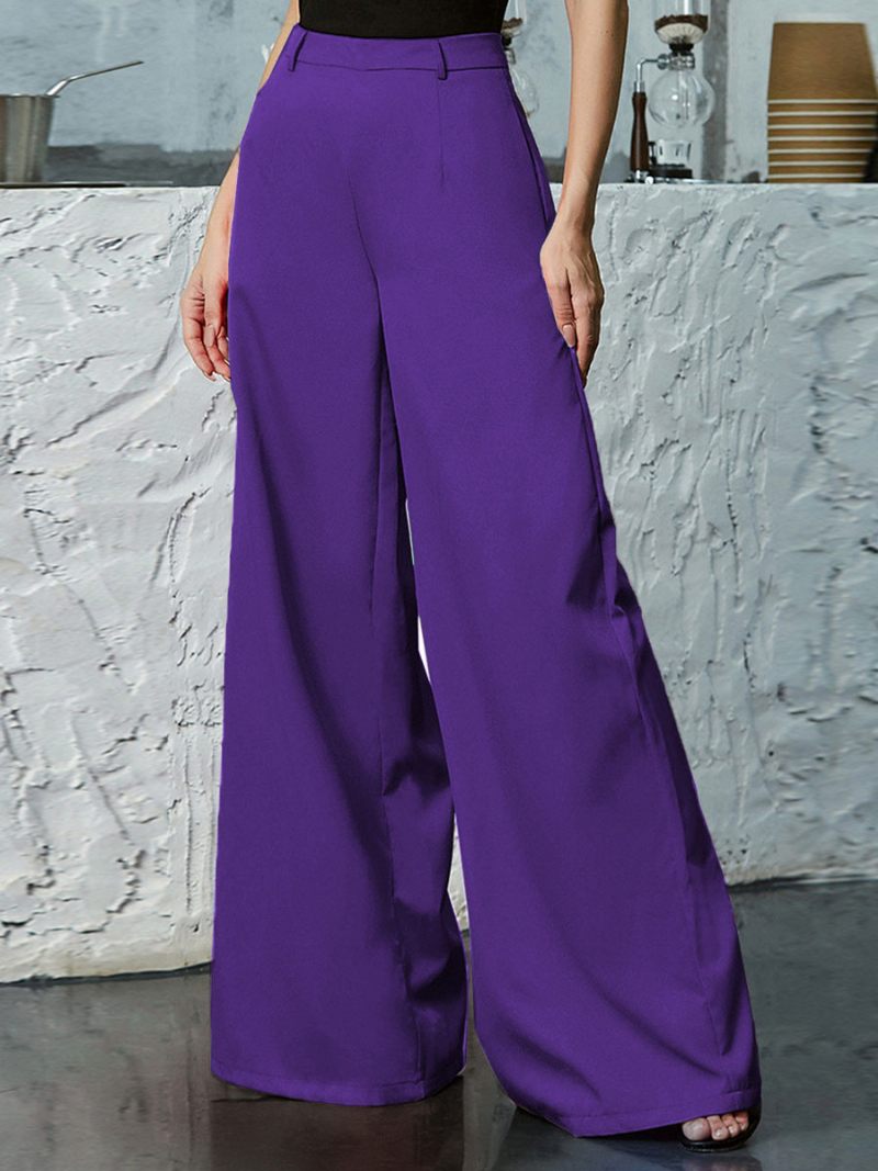 Pantalon Femme Noir Plissé Surdimensionné Taille Surélevée - Violet