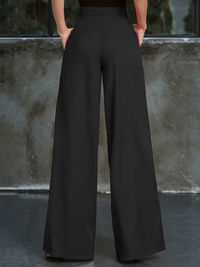 Pantalon Femme Noir Plissé Surdimensionné Taille Surélevée - Noir