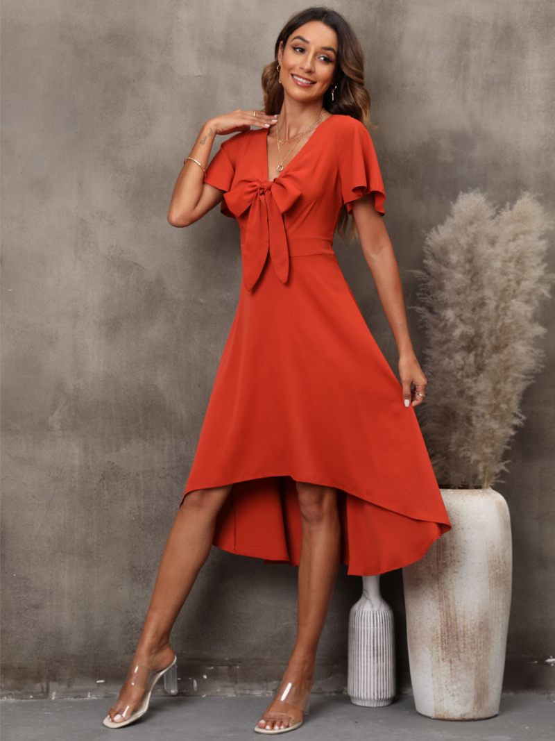 Robe D'été Pour Femmes Fermeture Éclair Rouge Brique Plage Moyenne - Rouge Brique