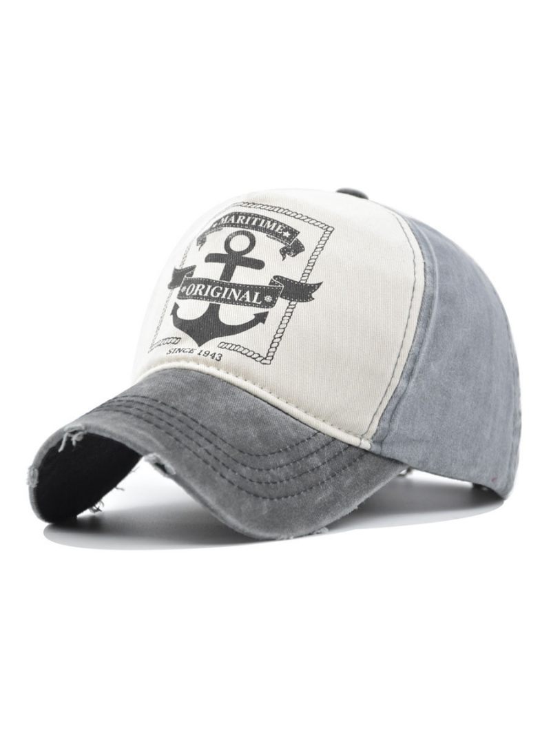 Chapeau Baseball Pour Hommes Mots Imprimés Polyester Chapeaux Bleus Chics - Gris