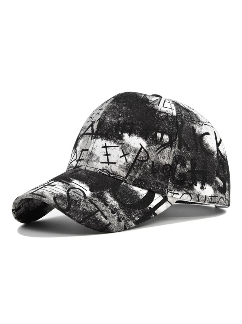 Chapeau Homme Lettres Chic Motif Imprimé Polyester Chapeaux Noirs