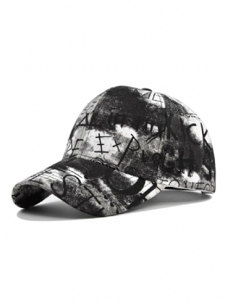 Chapeau Homme Lettres Chic Motif Imprimé Polyester Chapeaux Noirs