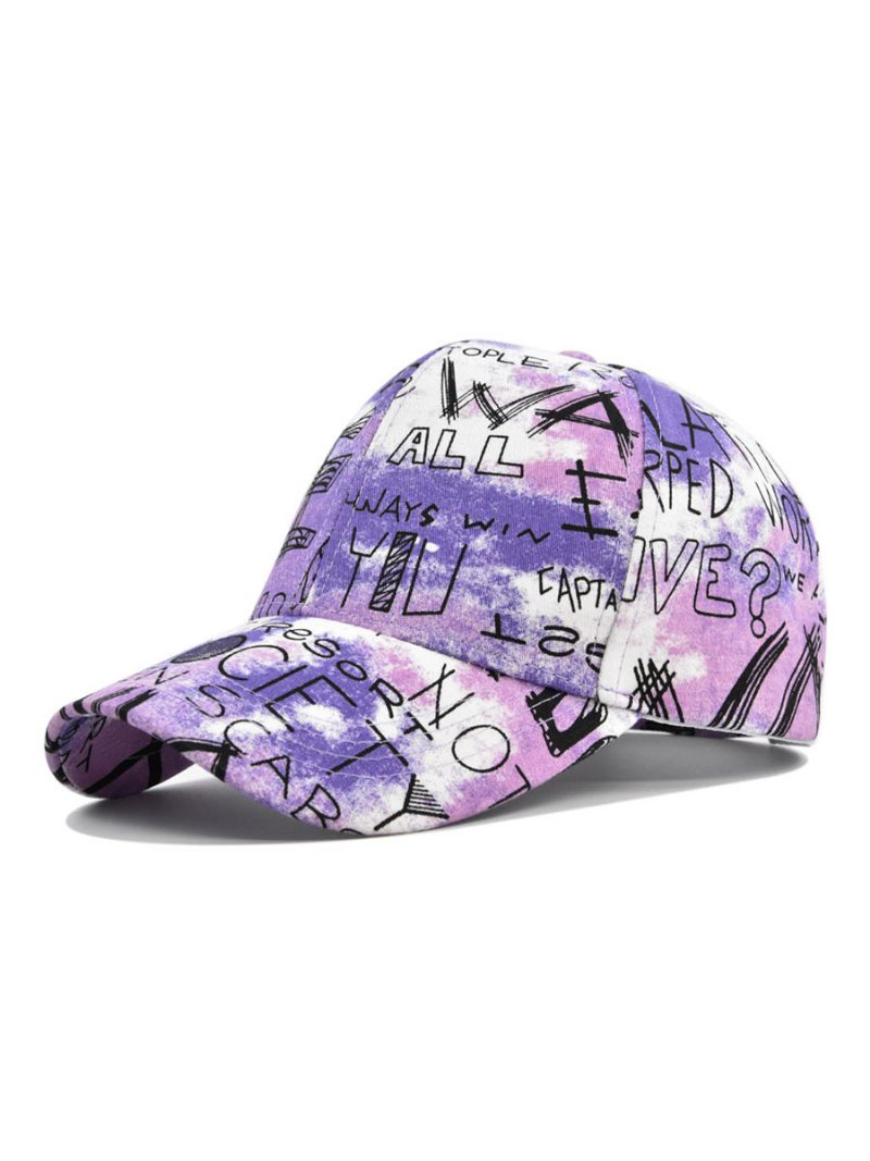 Chapeau Homme Lettres Chic Motif Imprimé Polyester Chapeaux Noirs - Violet