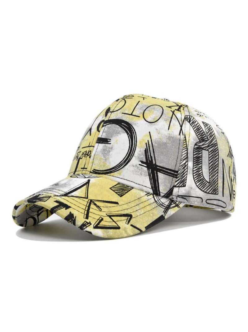 Chapeau Homme Lettres Chic Motif Imprimé Polyester Chapeaux Noirs - Jaune