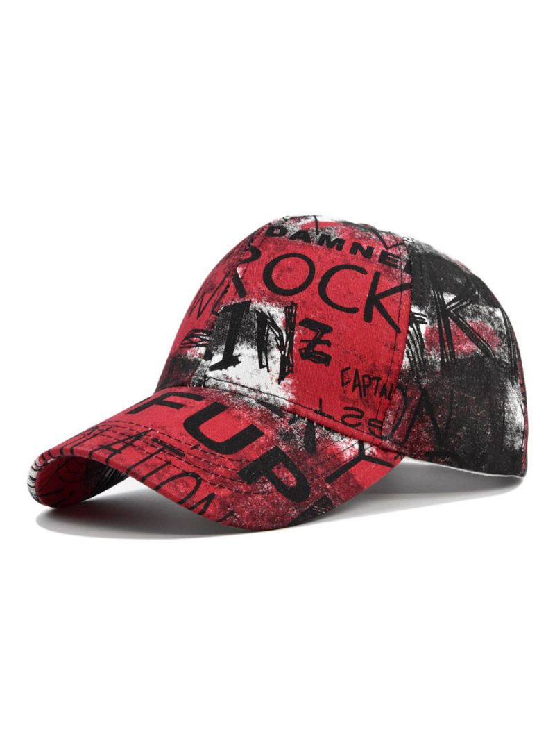 Chapeau Homme Lettres Chic Motif Imprimé Polyester Chapeaux Noirs - Rouge