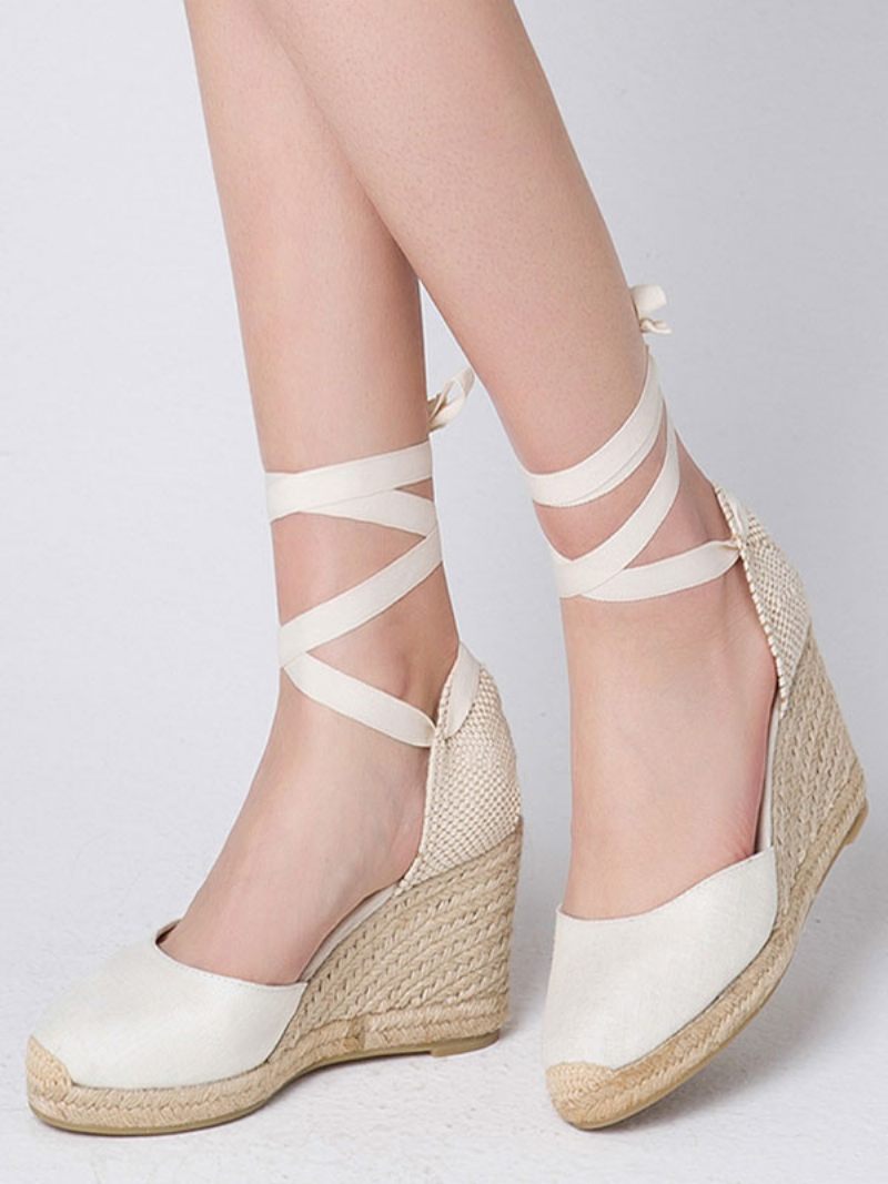 Talons Compensés Pour Femmes À Lacets Et Bout Pointu Terry Wedges