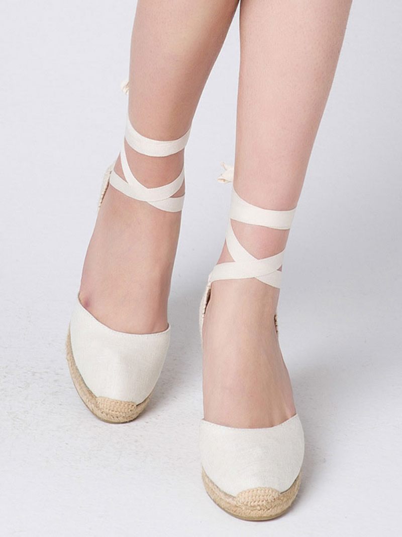 Talons Compensés Pour Femmes À Lacets Et Bout Pointu Terry Wedges - Blanc