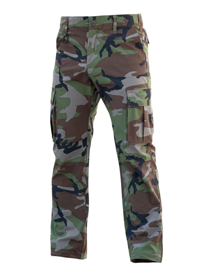 Pantalon Décontracté Pour Hommes Camouflage Irrégulier Taille Naturelle Coupe Effilée Vert Chasseur - Vert Chasseur