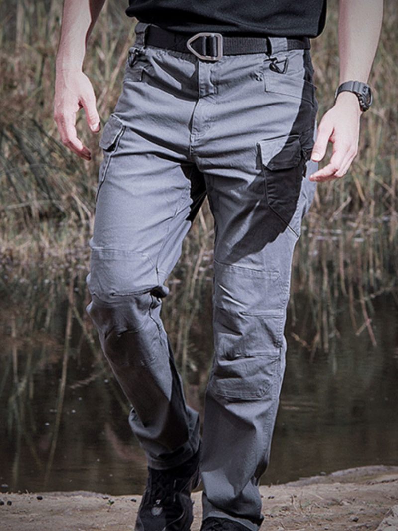 Pantalon Décontracté Pour Hommes Taille Naturelle Irrégulière Droit Kaki Long - Gris Clair