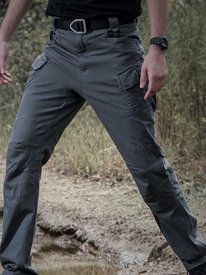 Pantalon Décontracté Pour Hommes Taille Naturelle Irrégulière Droit Kaki Long - Sauge