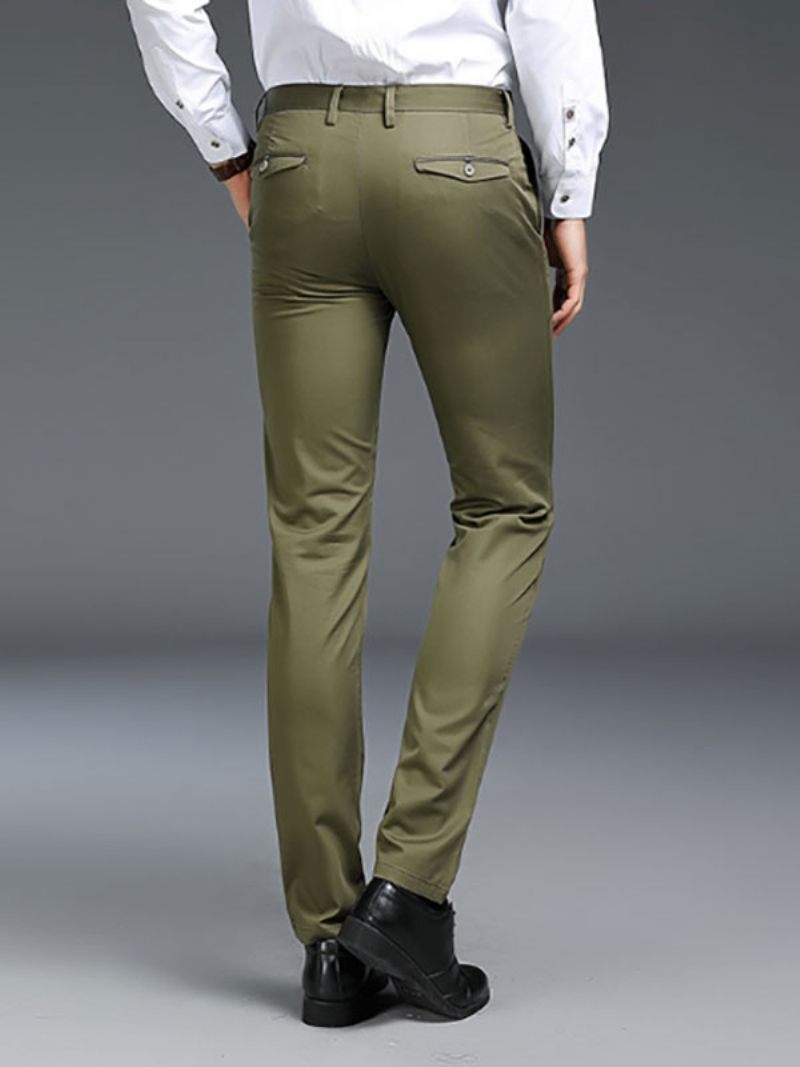 Pantalon Habillé Extensible Pour Hommes Noir - Olive