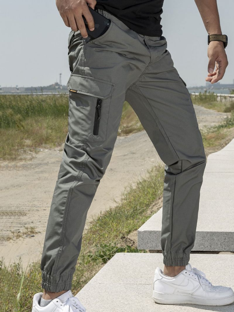 Pantalon Homme Confortable Taille Naturelle Cargo Droit Vert