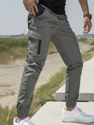 Pantalon Homme Confortable Taille Naturelle Cargo Droit Vert