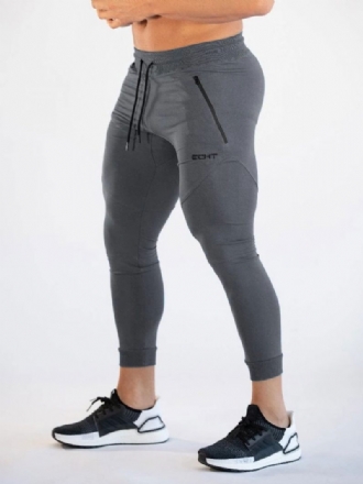 Pantalon Pour Homme Décontracté Avec Mots Imprimés Coupe Fuselée Gris