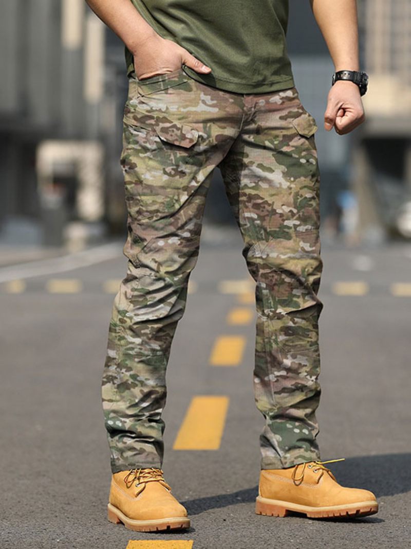 Pantalon Homme Décontracté Camouflage Taille Naturelle Cargo Droit Noir - Vert Clair