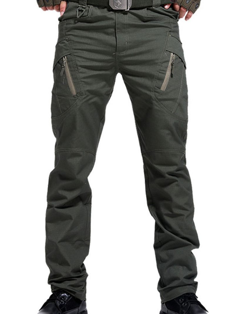 Pantalon Homme Décontracté Taille Naturelle Cargo Droit Vert