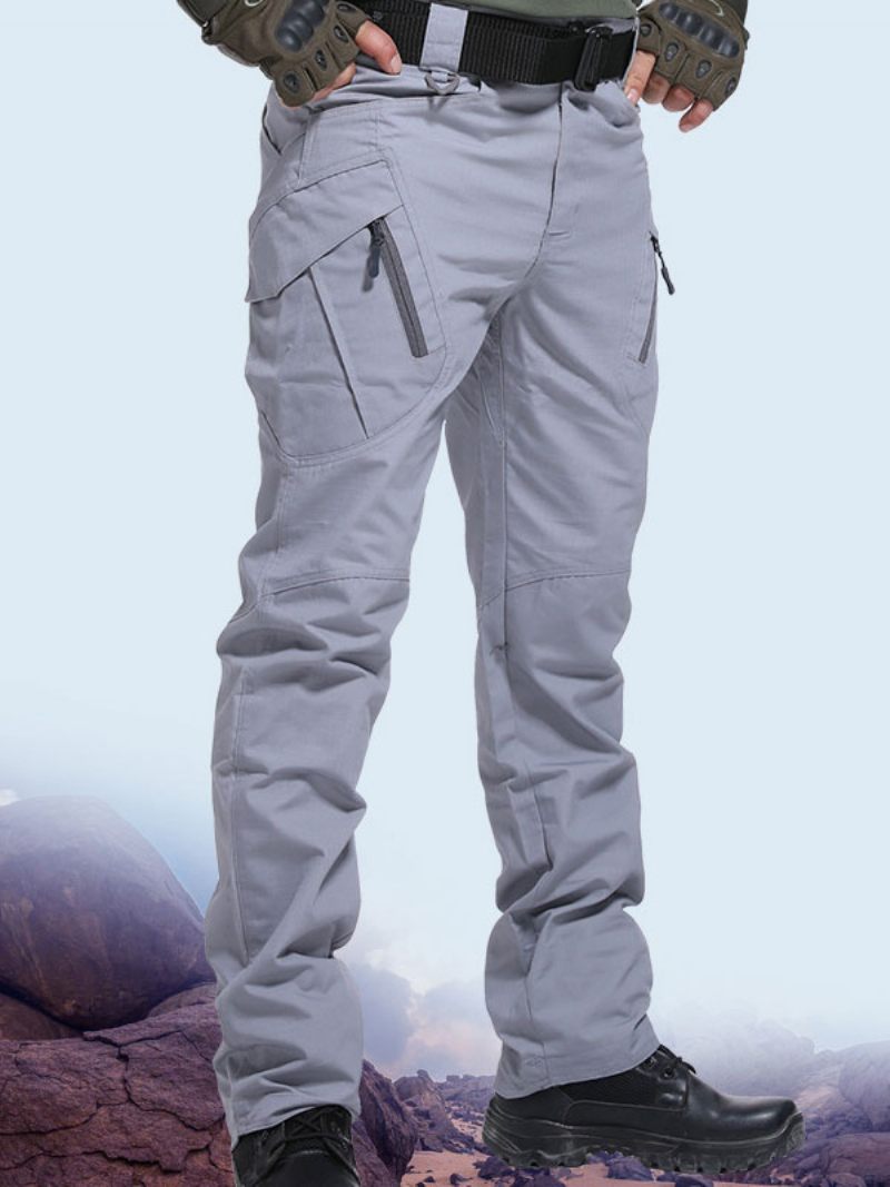 Pantalon Homme Décontracté Taille Naturelle Cargo Droit Vert - Gris