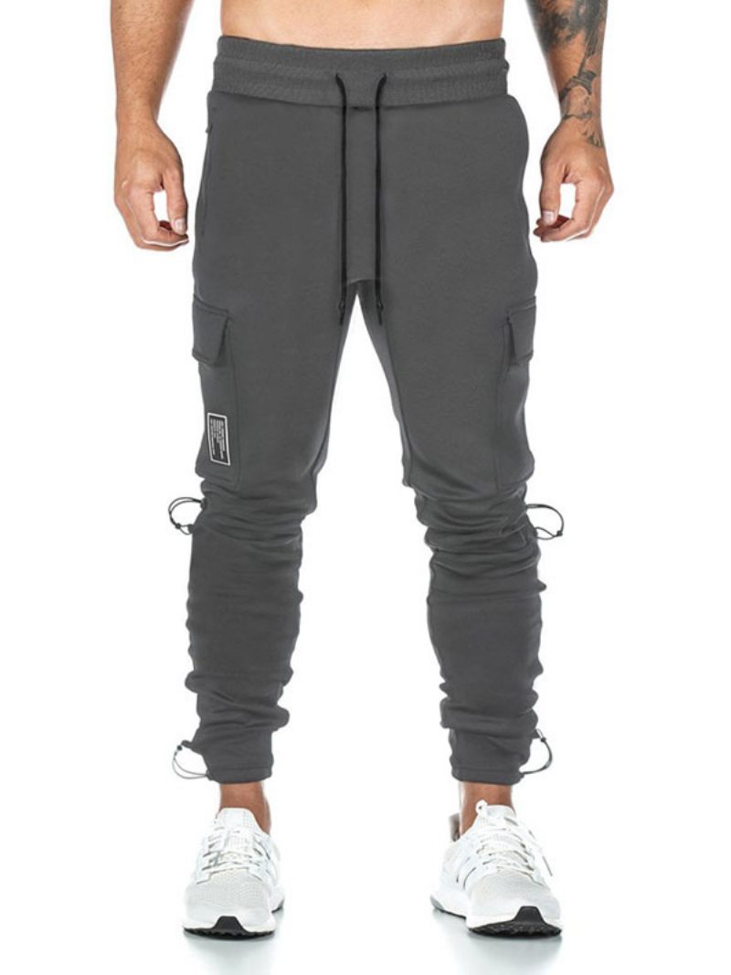 Pantalon Homme Survêtement Chic Coupe Fuselée Noir - Gris