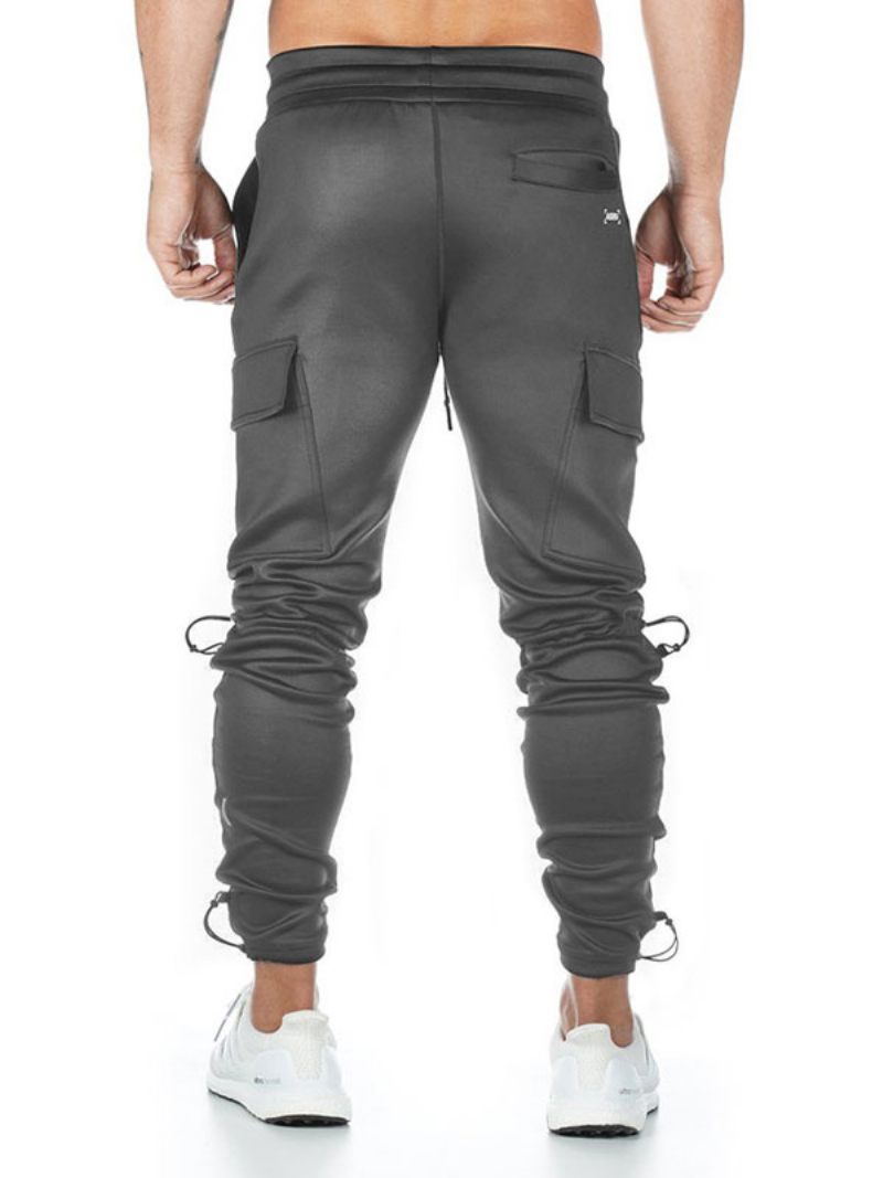 Pantalon Homme Survêtement Chic Coupe Fuselée Noir - Gris